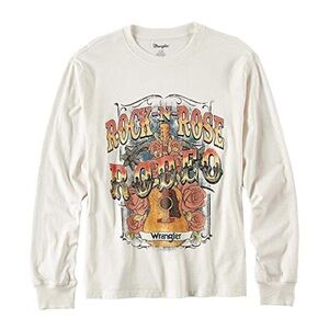 Wrangler Rock N Rose Rodeo Graphic Long Sleeve Tee White Womens Small